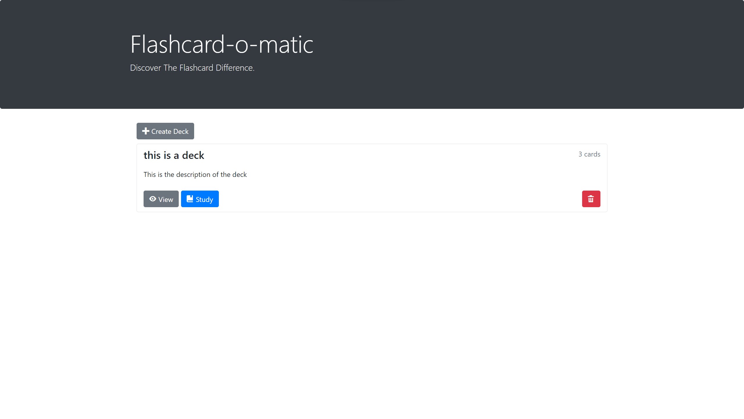 Flashcard-O-Matic home page