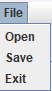 Java Text Editor file menu