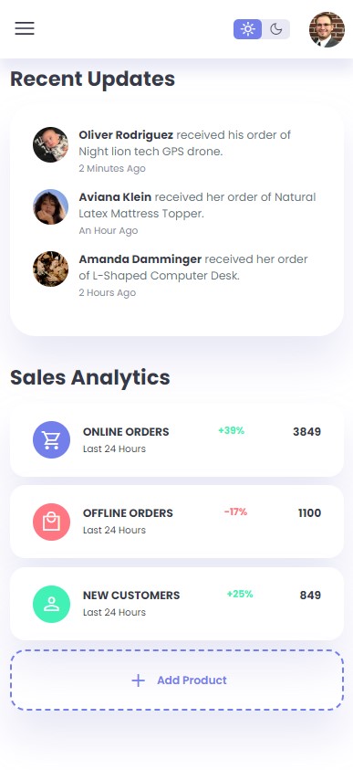 Admin Dashboard third mobile image light mode