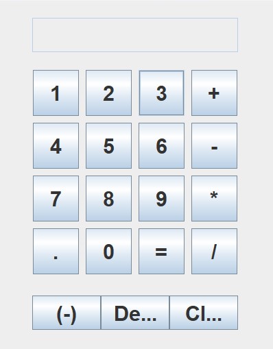 Starting screen of calculator