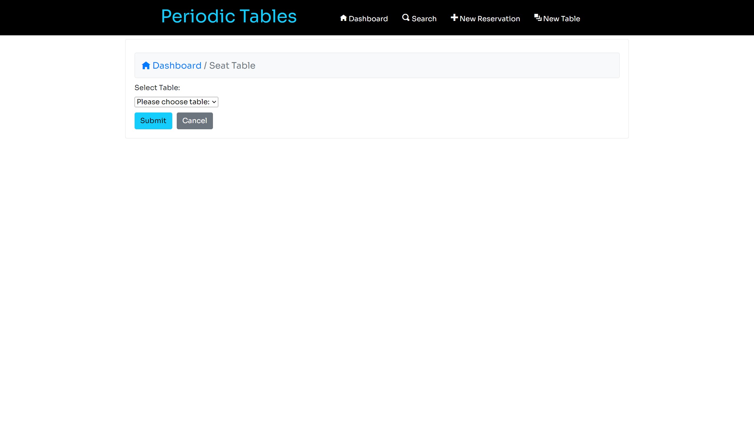 Periodic Tables seat table page