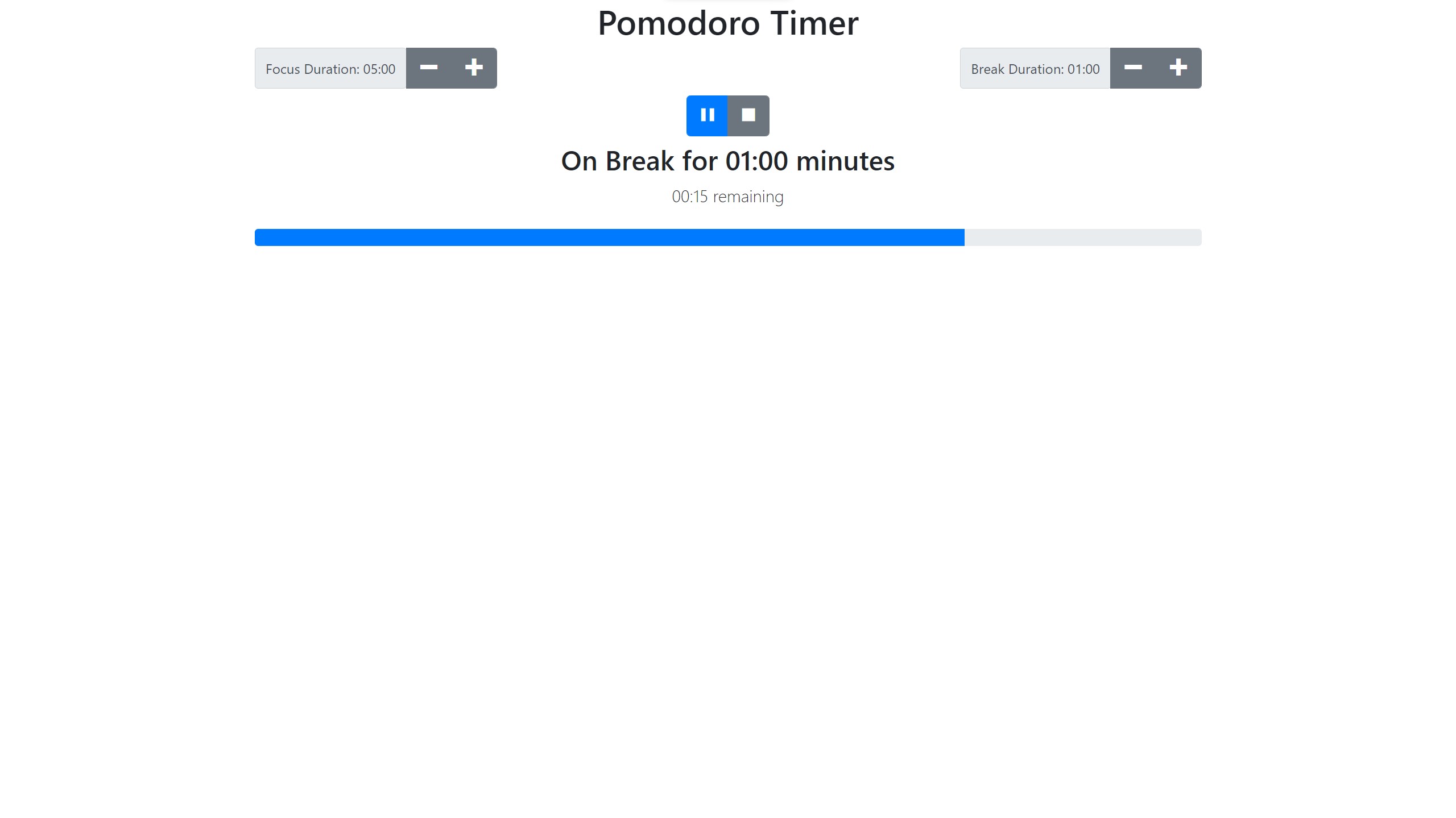 Pomodoro Timer break timer running