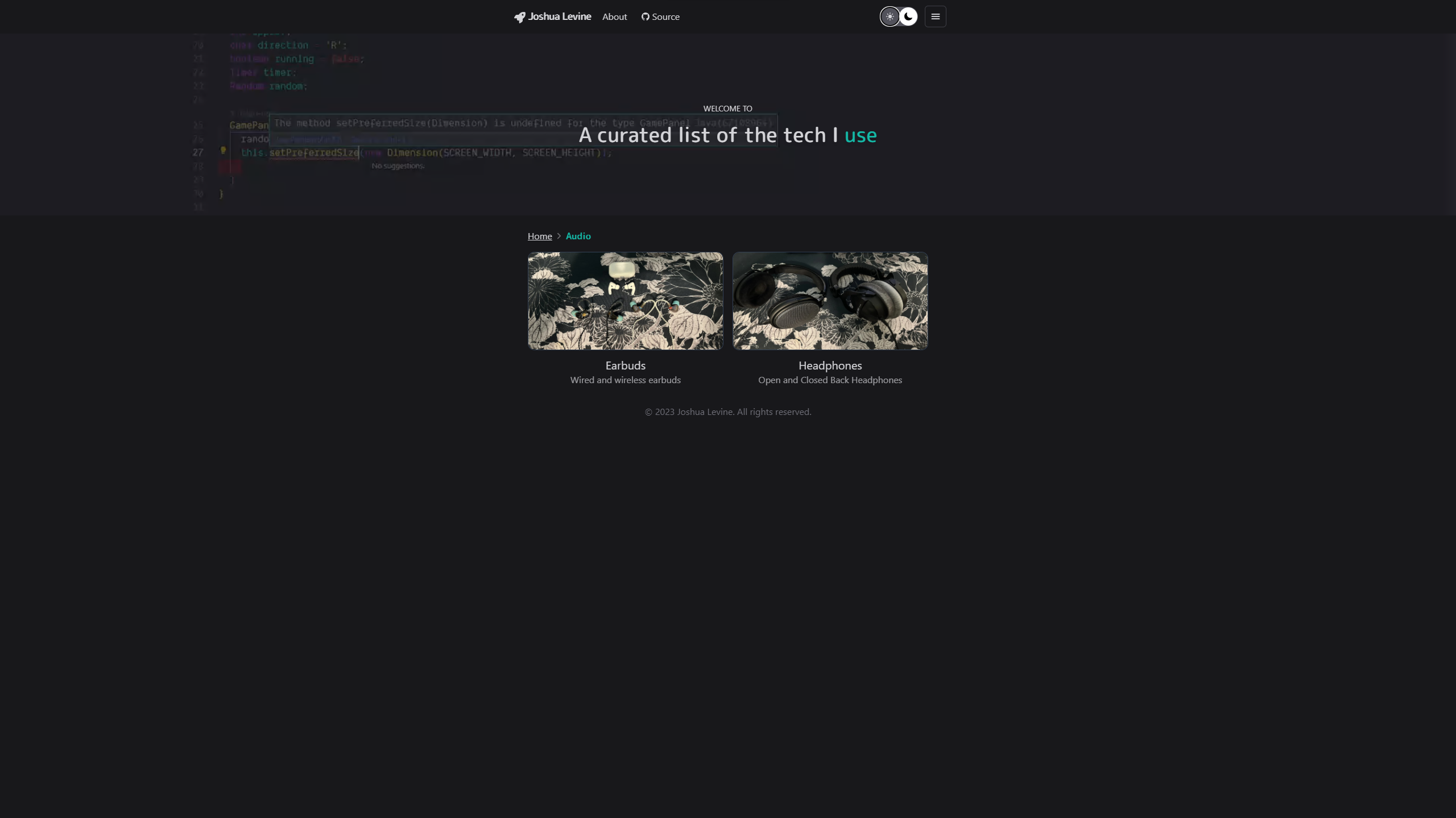 Audio page dark mode