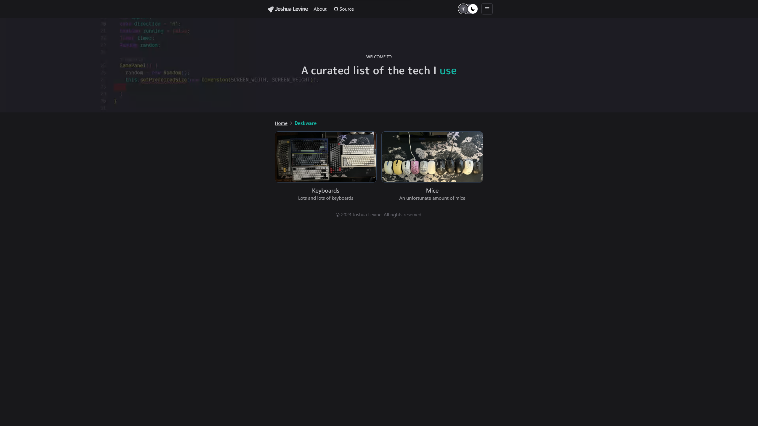 Deskware page dark mode